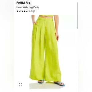 FARM Rio Neon Lime Wide-Leg Linen Pants